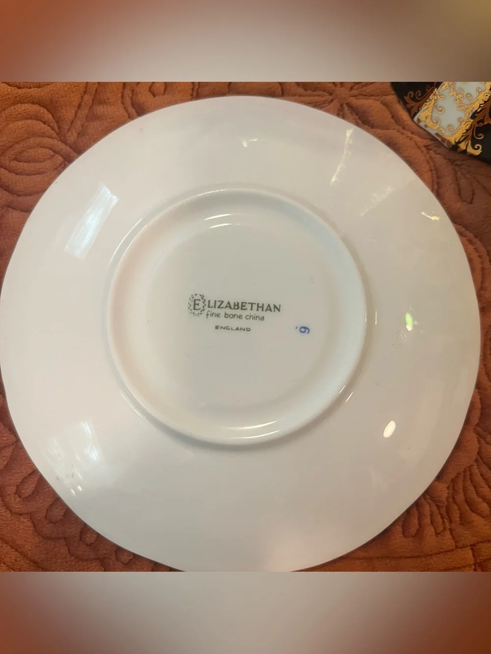 Vintage Elizabethan 4661 Black Gold Fine Bone China Teacup & Saucer England